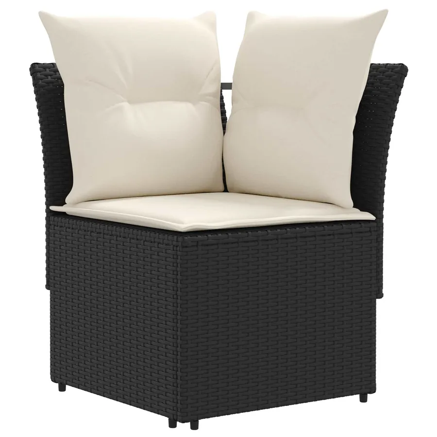 Ensembles de meubles avec oreiller 5 pcs Noir et Crème Rotin PE - 4