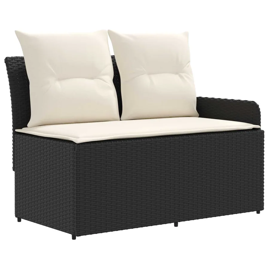 Ensembles de meubles avec oreiller 5 pcs Noir et Crème Rotin PE - 5