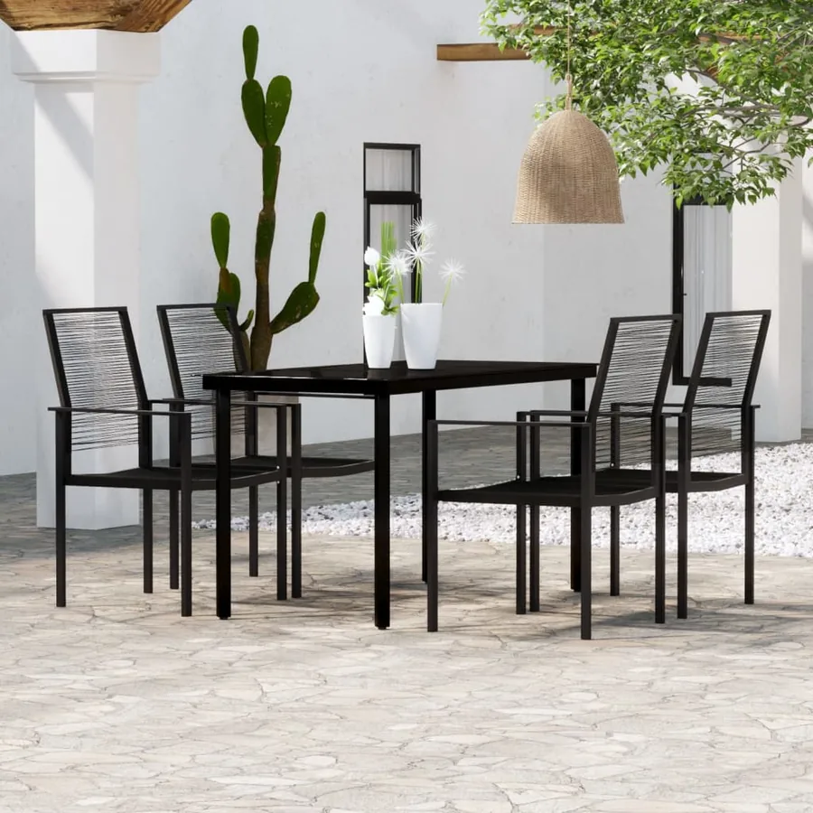 Ensemble à manger de jardin 5 pcs Noir