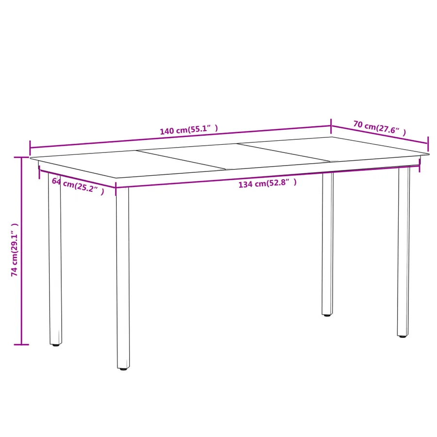 Ensemble à manger de jardin 5 pcs Noir - 8