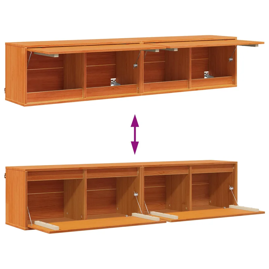 Meuble mural avec étagère 2 pcs Cire marron 80 x 30 x 35 cm - 10