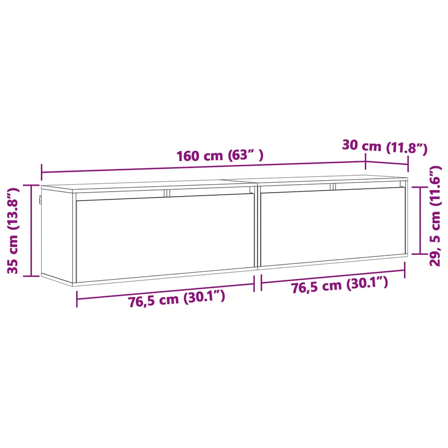 Meuble mural avec étagère 2 pcs Cire marron 80 x 30 x 35 cm - 13