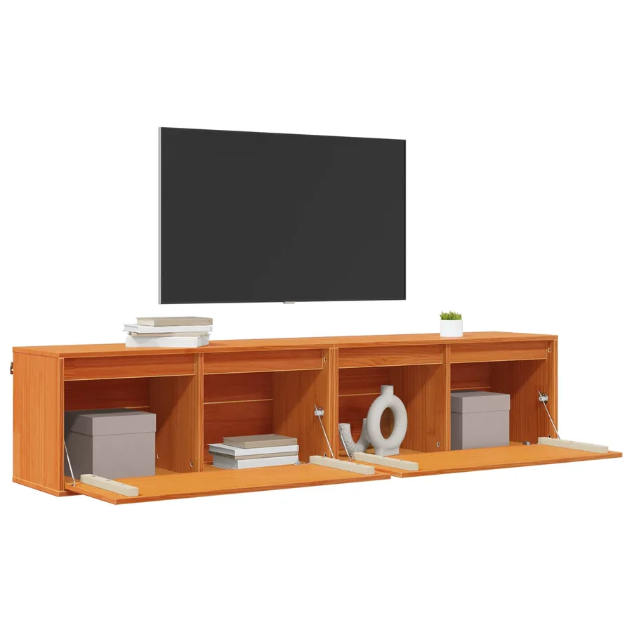Meuble mural avec étagère 2 pcs Cire marron 80 x 30 x 35 cm - 3