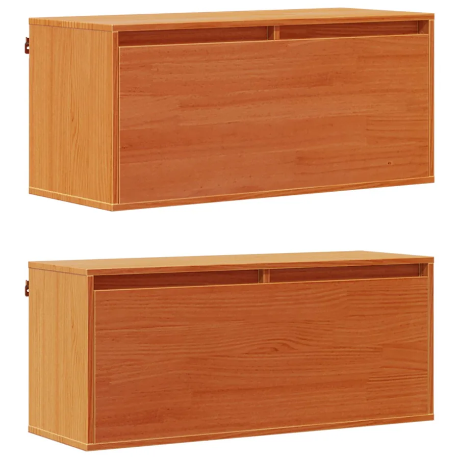 Meuble mural avec étagère 2 pcs Cire marron 80 x 30 x 35 cm - 6