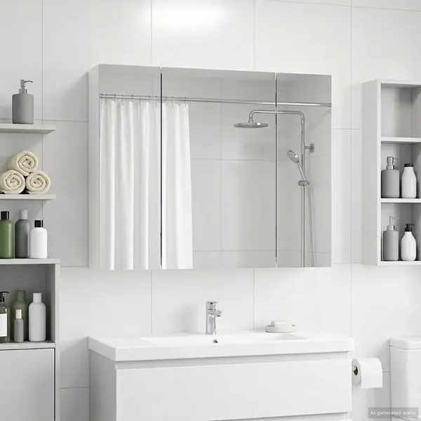 Armoire Miroir de Salle de Bain Blanc 60 x 14,5 x 50 cm
