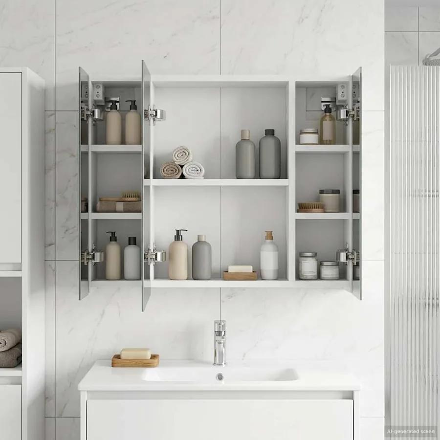 Armoire Miroir de Salle de Bain Blanc 60 x 14,5 x 50 cm - 4