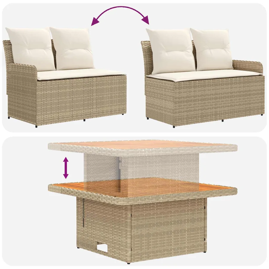 Ensembles de meubles 6 pcs Beige et crème Rotin PE - 11