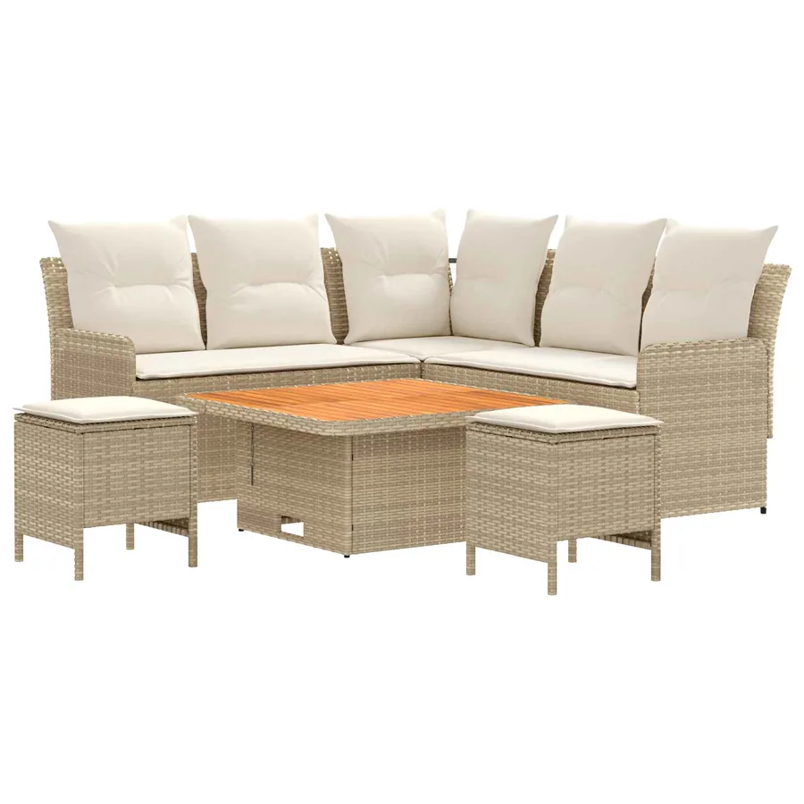 Ensembles de meubles 6 pcs Beige et crème Rotin PE - 2
