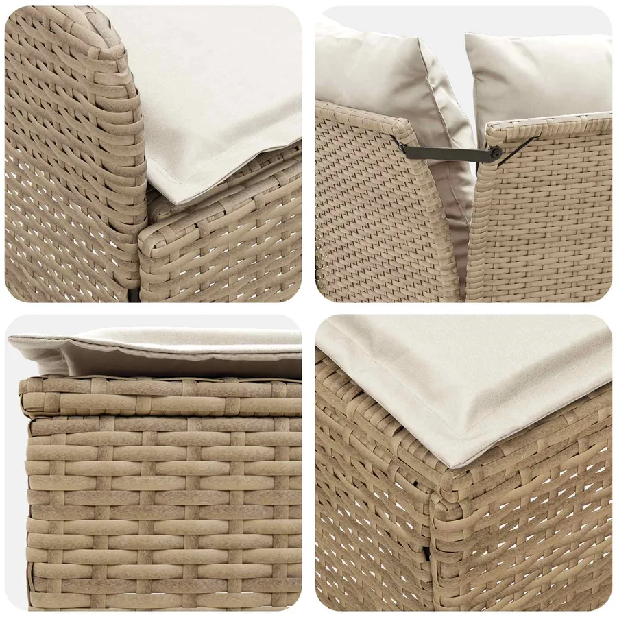 Ensembles de meubles 6 pcs Beige et crème Rotin PE - 9