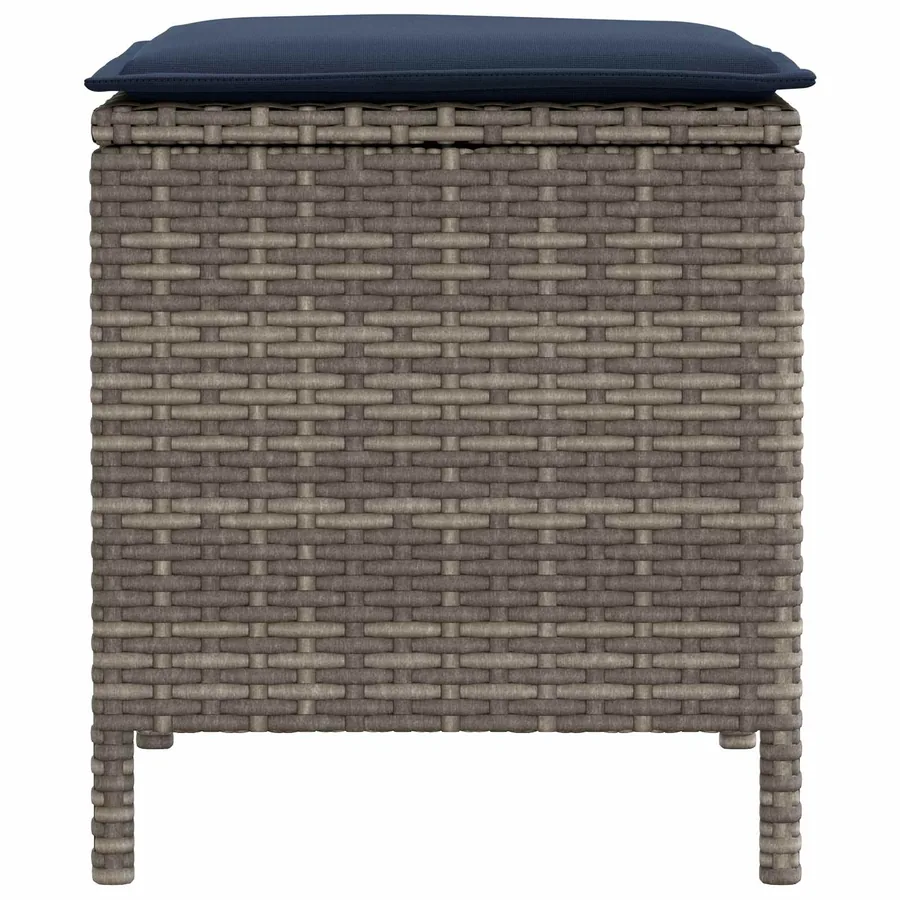 Pouf de Jardin 2 Pièce Gris et bleu marine 38 x 38 x 45 cm - 4