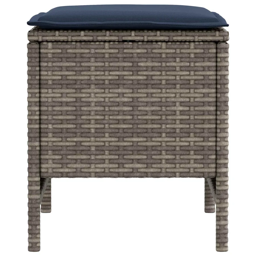Pouf de Jardin 2 Pièce Gris et bleu marine 38 x 38 x 45 cm - 5