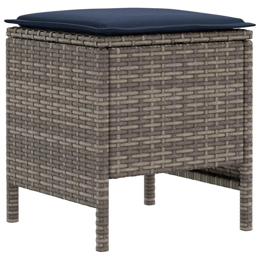 Pouf de Jardin 2 Pièce Gris et bleu marine 38 x 38 x 45 cm - 6