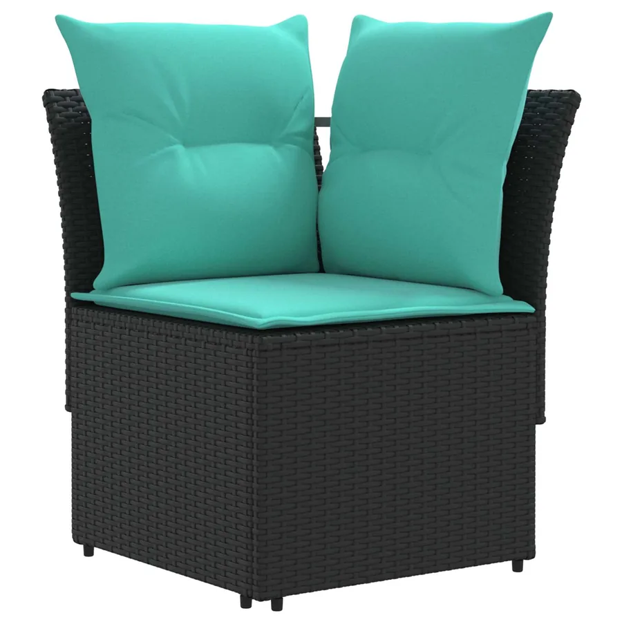 Ensembles de meubles 7 pcs Noir et turquoise Rotin PE - 2
