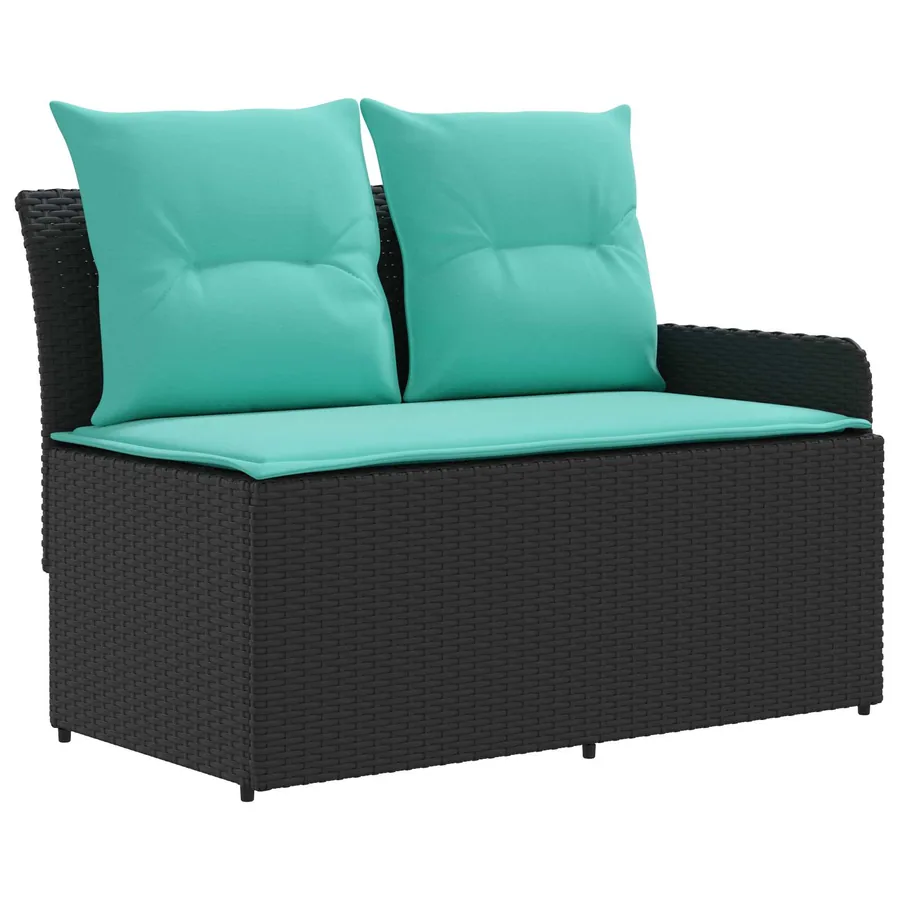 Ensembles de meubles 7 pcs Noir et turquoise Rotin PE - 3