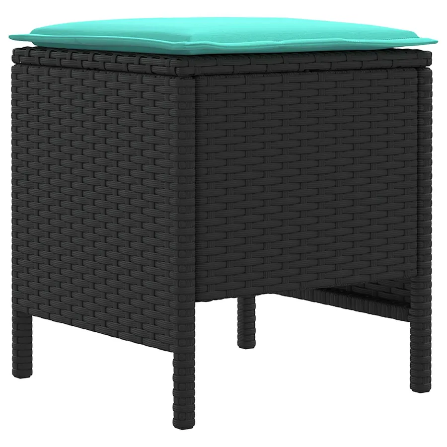 Ensembles de meubles 7 pcs Noir et turquoise Rotin PE - 6