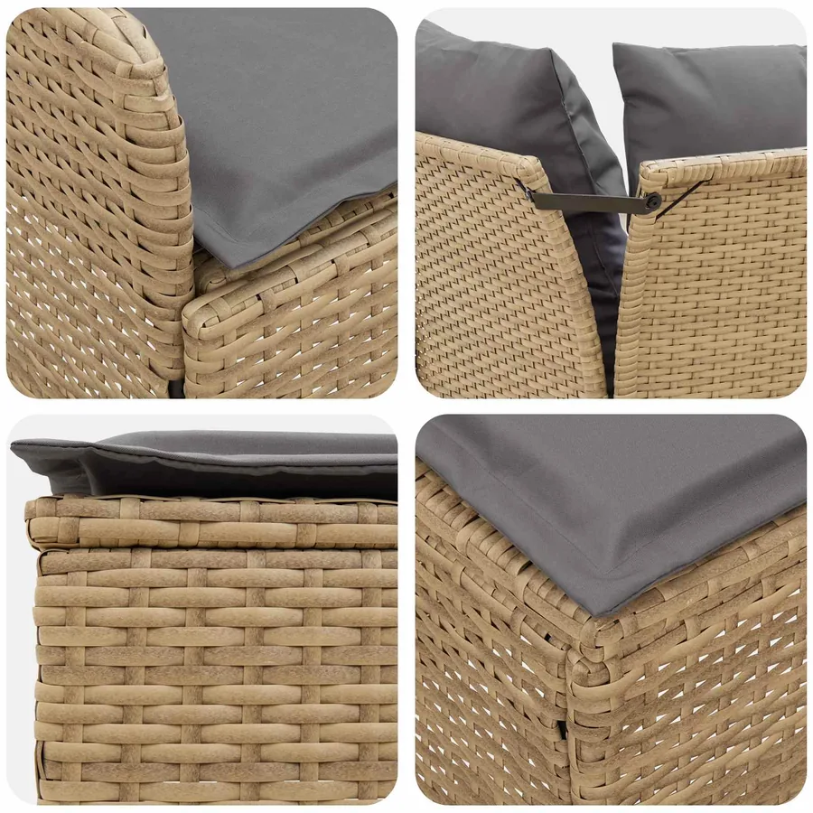 Ensembles de meubles 8 pcs Beige et Gris clair Rotin PE - 9