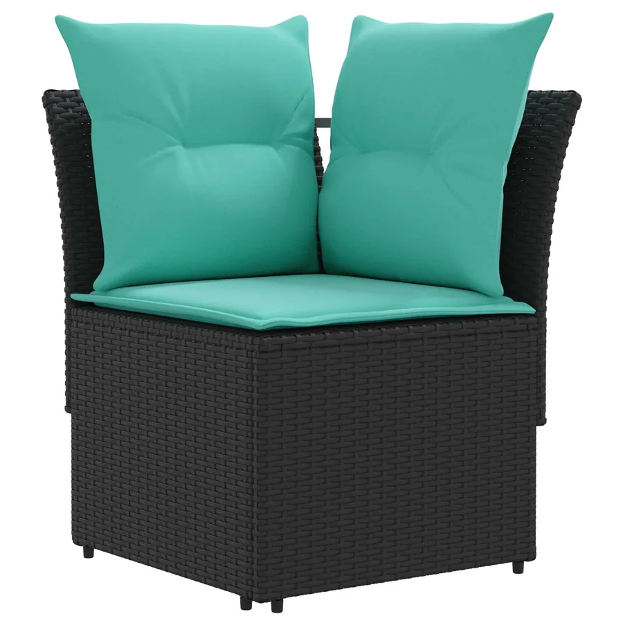 Ensembles de meubles 8 pcs Noir et turquoise Rotin PE - 4