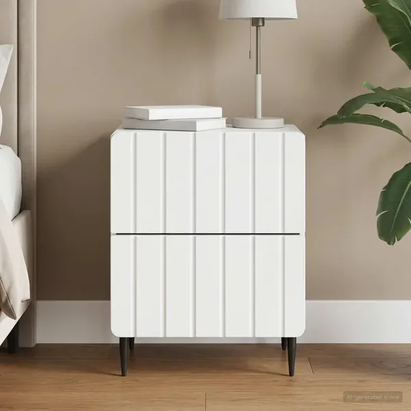 Cabinet de chevet Blanc 43 x 34,5 x 49,5 cm Bois d'ingénierie