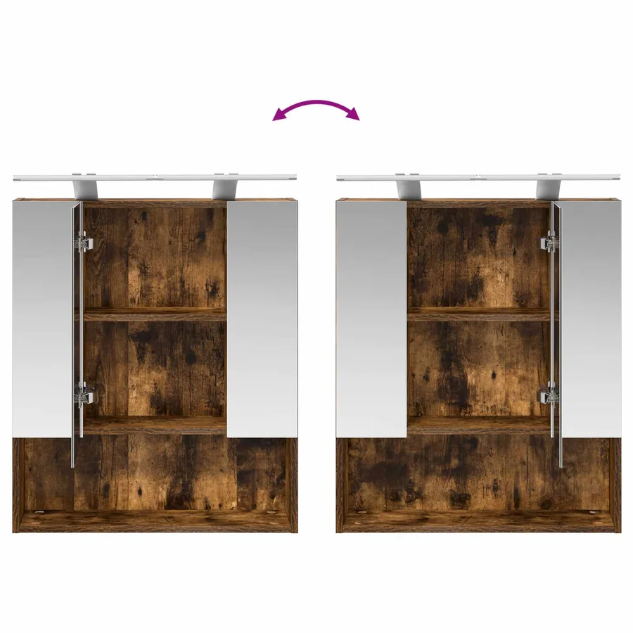 Armoire Miroir de Salle de Bain Chêne fumé 60 x 14.5 x 70 cm - 12