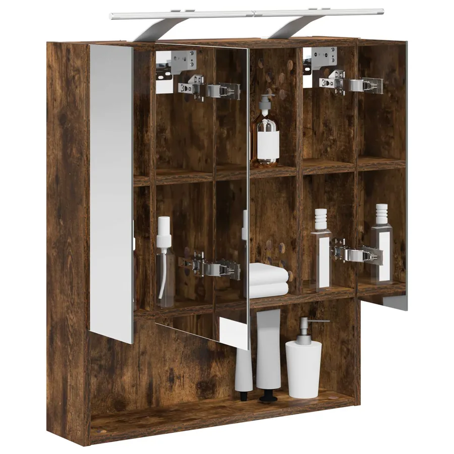 Armoire Miroir de Salle de Bain Chêne fumé 60 x 14.5 x 70 cm - 3