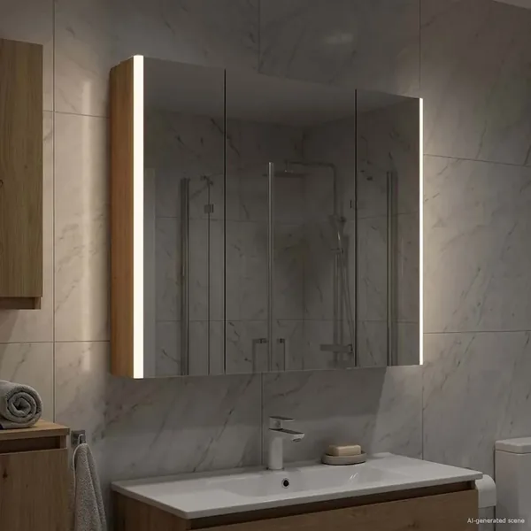 Armoire Miroir de Salle de Bain Chêne artisan