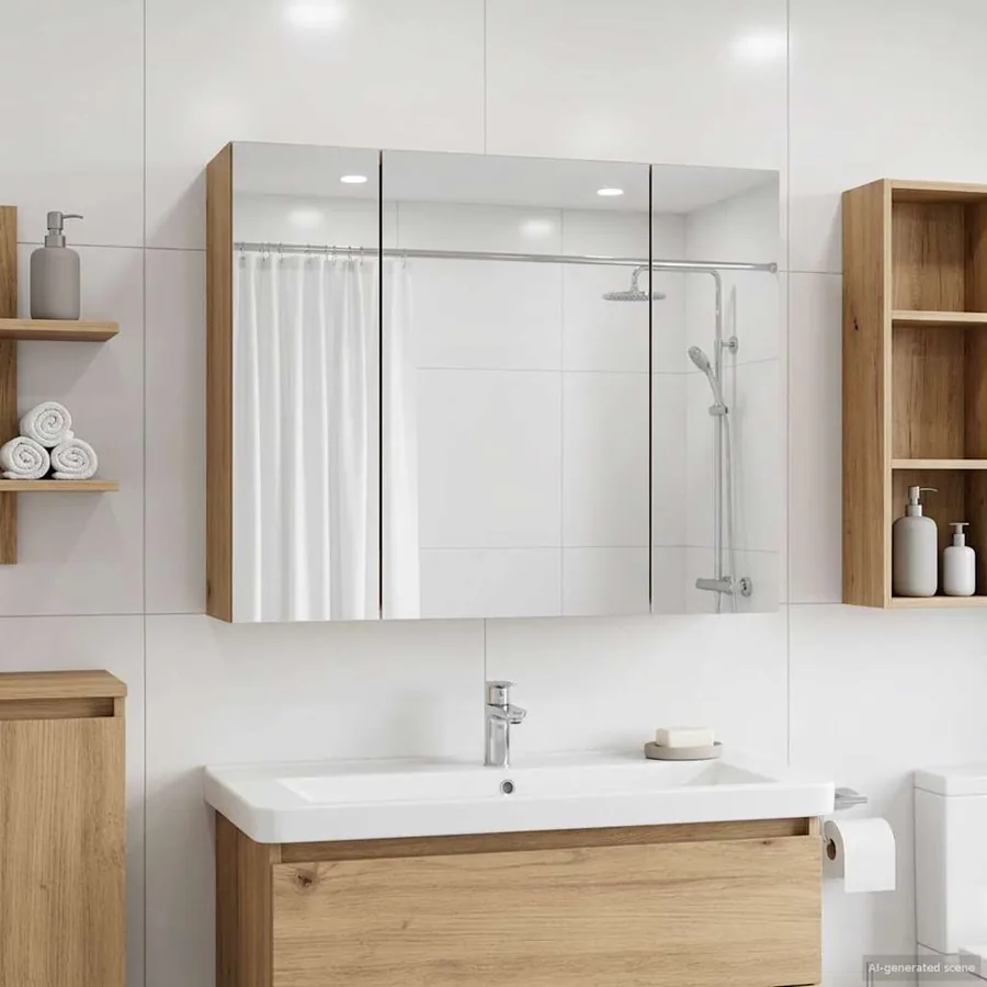 Armoire Miroir de Salle de Bain Chêne artisan 60 x 14,5 x 50 cm