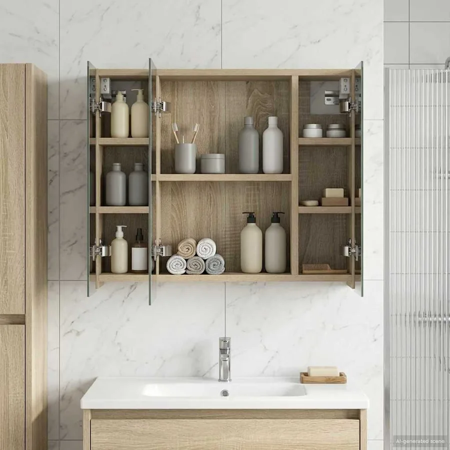 Armoire Miroir de Salle de Bain Chêne Sonoma 60 x 14,5 x 50 cm