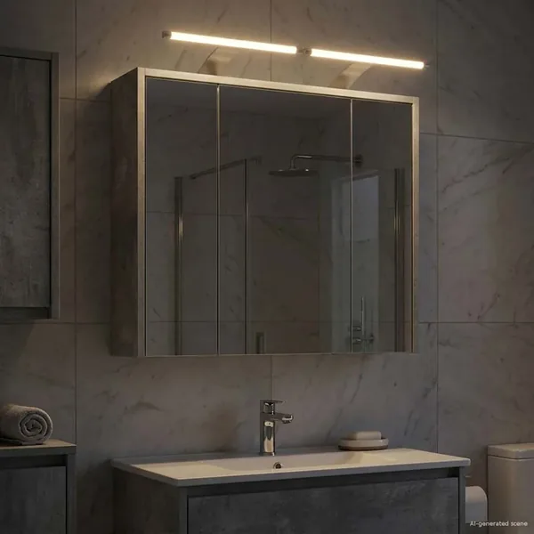 Armoire Miroir de Salle de Bain Gris béton 63,5 x 16 x 62,5 cm