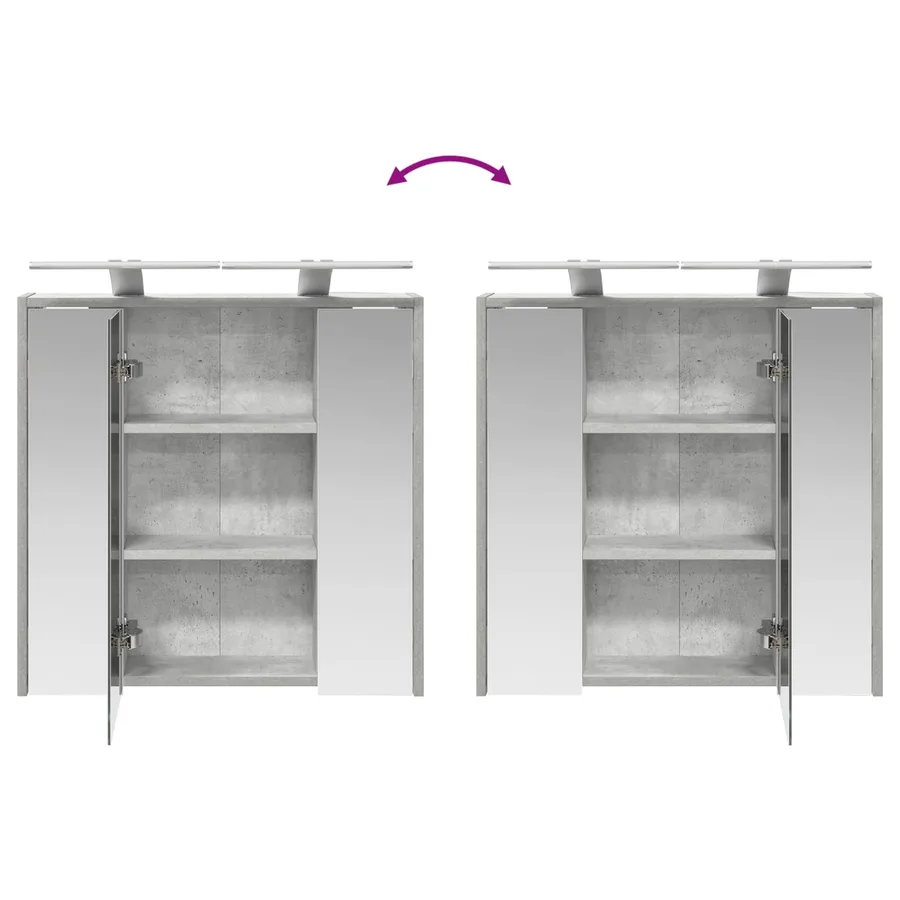 Armoire Miroir de Salle de Bain Gris béton 63,5 x 16 x 62,5 cm - 12