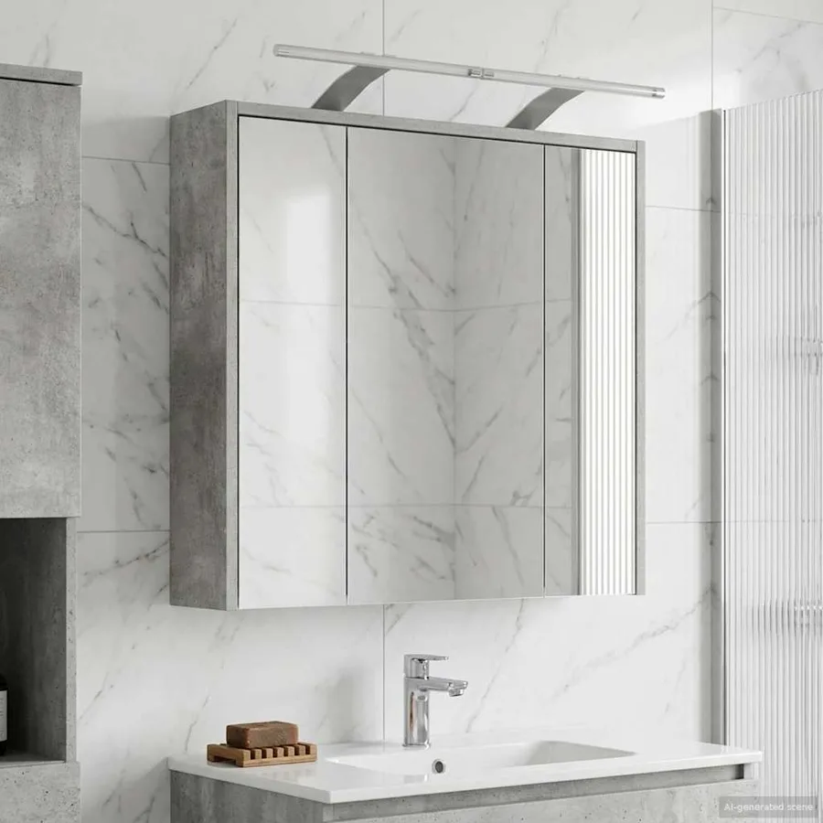 Armoire Miroir de Salle de Bain Gris béton 63,5 x 16 x 62,5 cm - 4