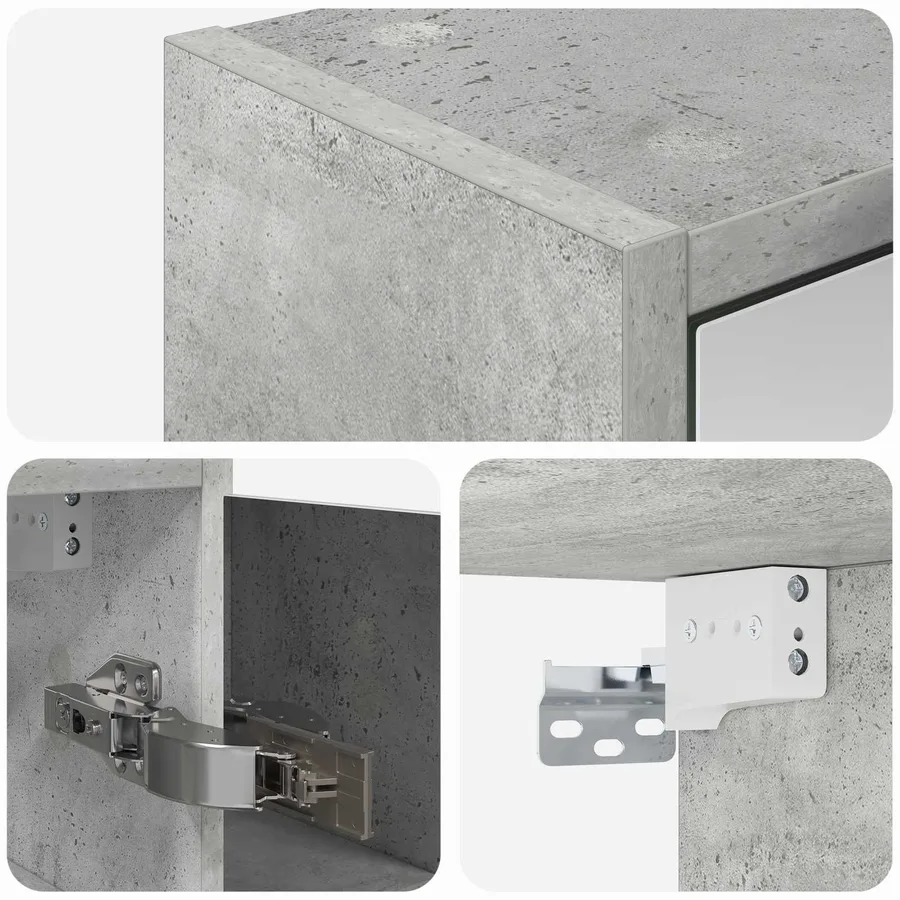 Armoire Miroir de Salle de Bain Gris béton 63,5 x 16 x 62,5 cm - 8