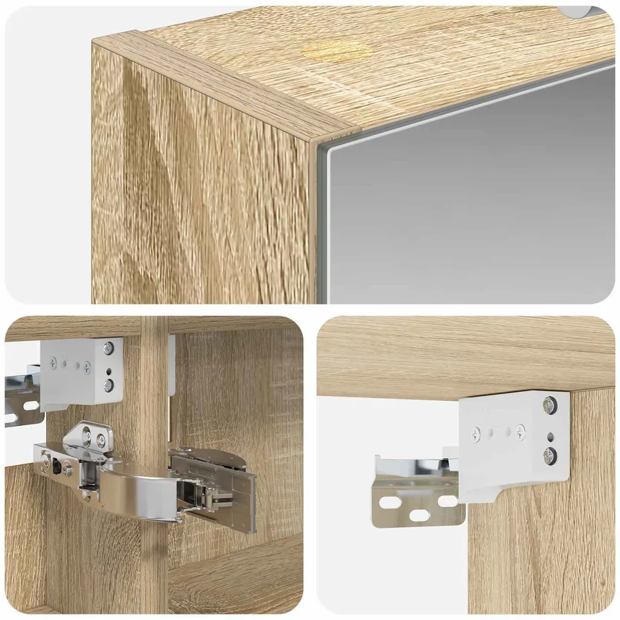 Armoire Miroir de Salle de Bain avec étagère Chêne Sonoma - 10