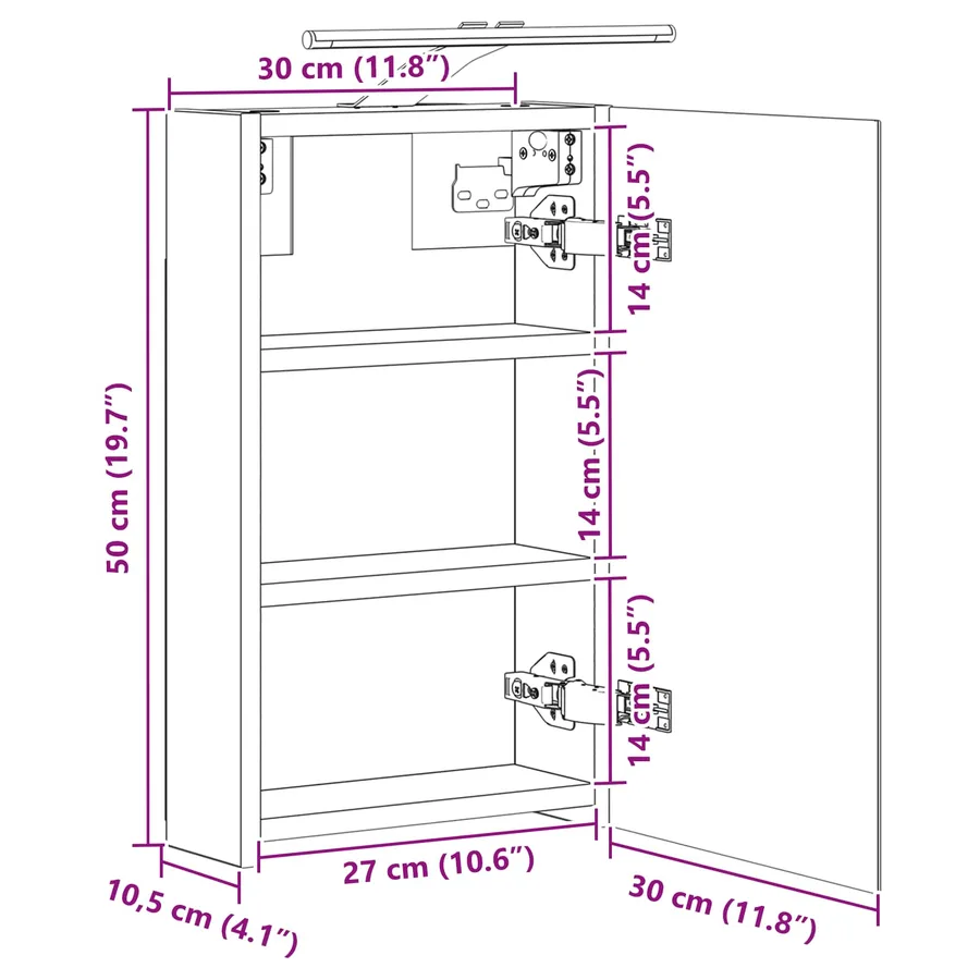 Armoire Miroir de Salle de Bain avec étagère Chêne Sonoma - 14