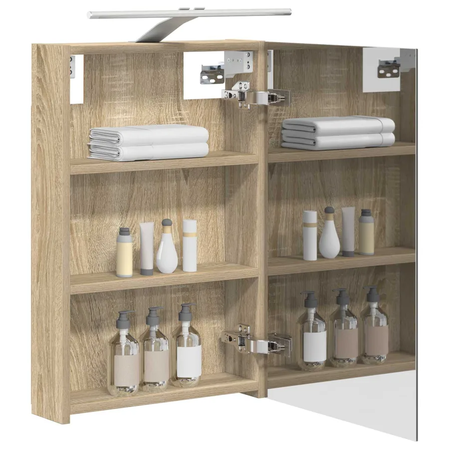 Armoire Miroir de Salle de Bain avec étagère Chêne Sonoma - 3