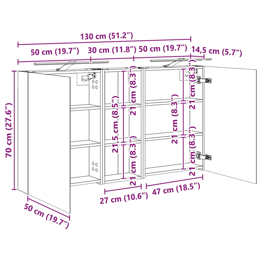 Ensemble de Meubles de Salle de Bain 3 pc 130 x 14,5 x 70 cm - 13