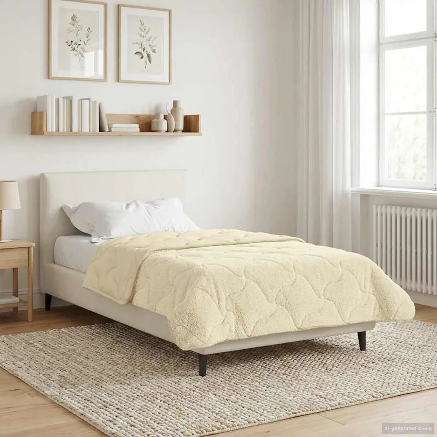 Duvet d'hiver Crème 155 x 200 cm Microfibre et polaire Teddy - 4
