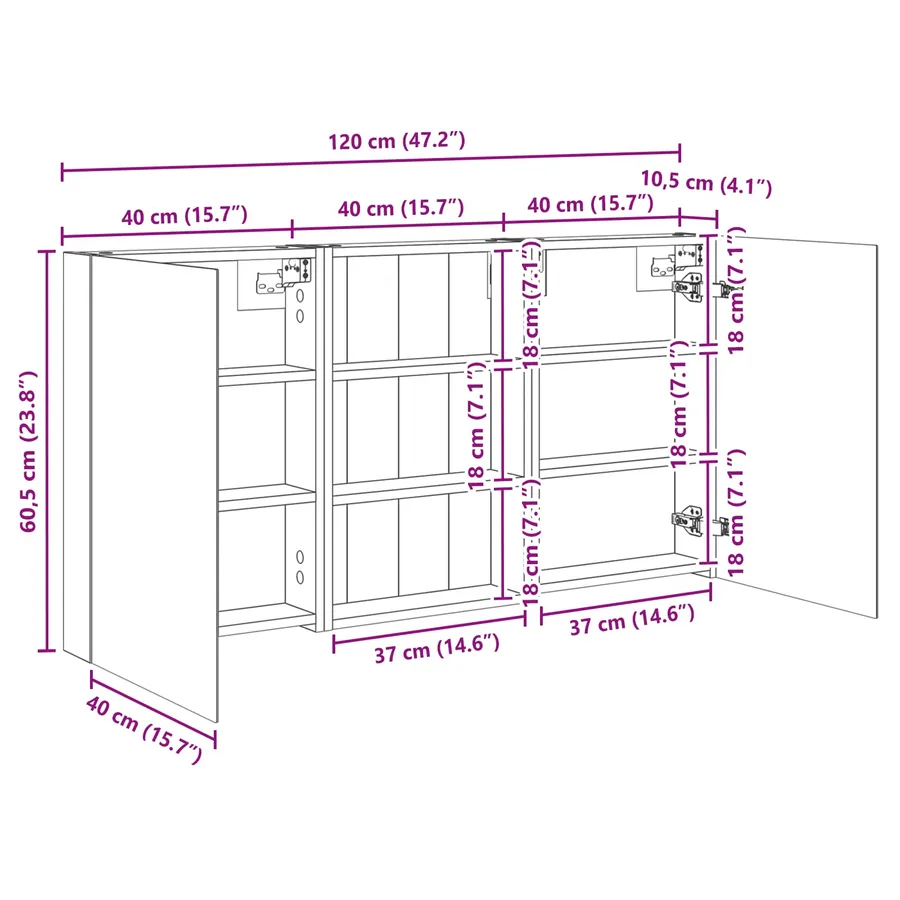 Ensemble de Meubles de Salle de Bain 3 pcs 120 x 10,5 x 60,5 cm - 13