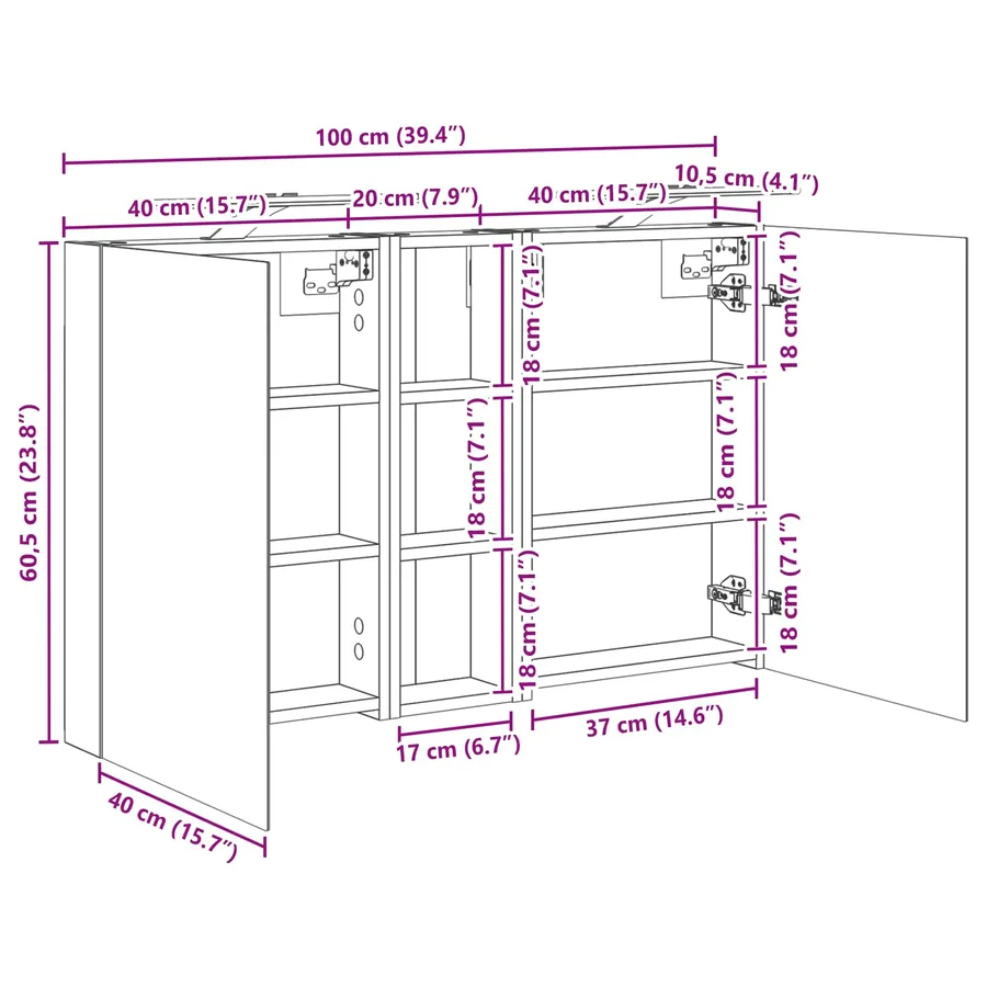 Ensemble de Meubles de Salle de Bain 3 pcs 100 x 10,5 x 60,5 cm - 13