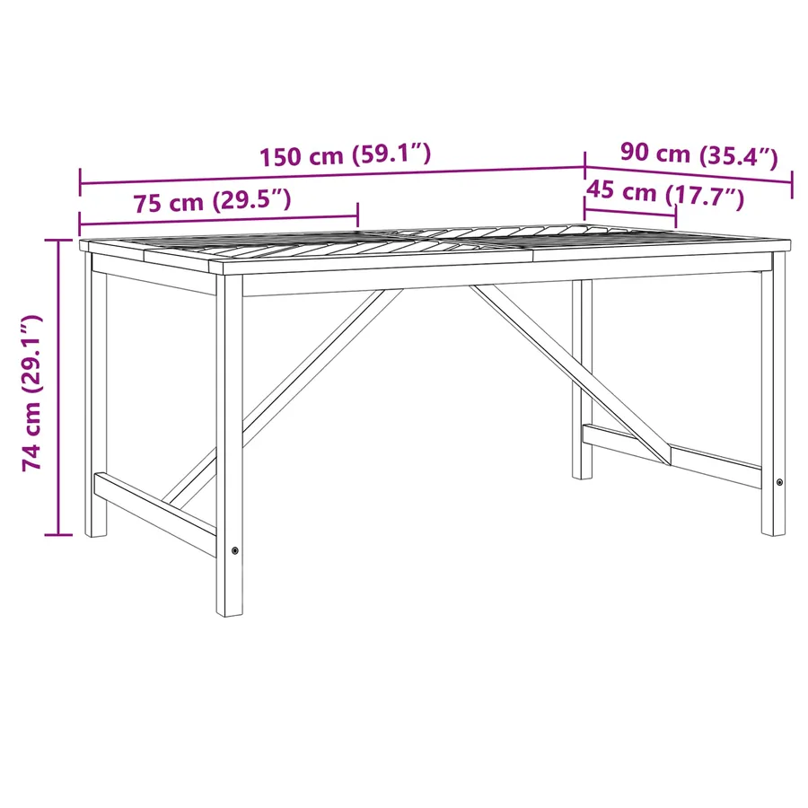 Ensemble de salle à manger pour jardin 5 pc Marron - 14