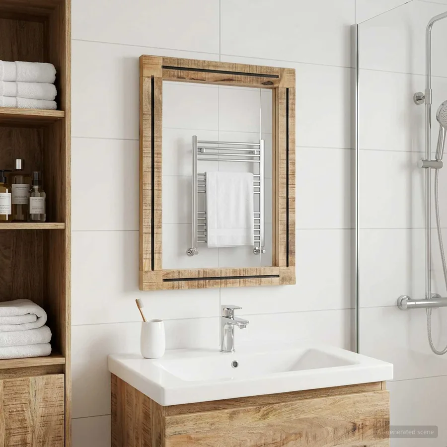 Miroir Montage mural Marron et Noir 70 x 50 x 3 cm Verre