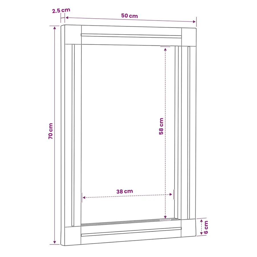 Miroir Montage mural Marron et Noir 70 x 50 x 3 cm Verre - 10