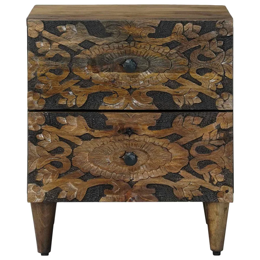 Cabinet de chevet avec tiroir 2 pcs Marron 40 x 33,5 x 46 cm - 4
