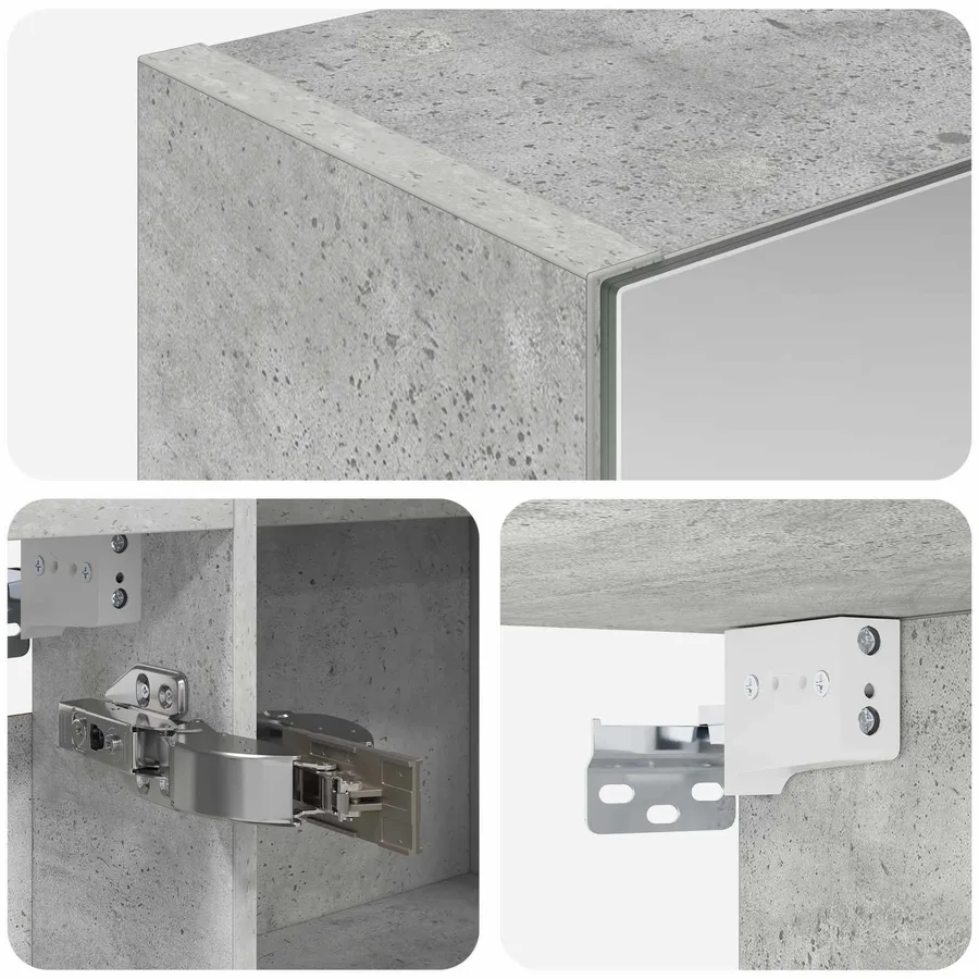Armoire Miroir de Salle de Bain Gris béton 100 x 14,5 x 70 cm - 9