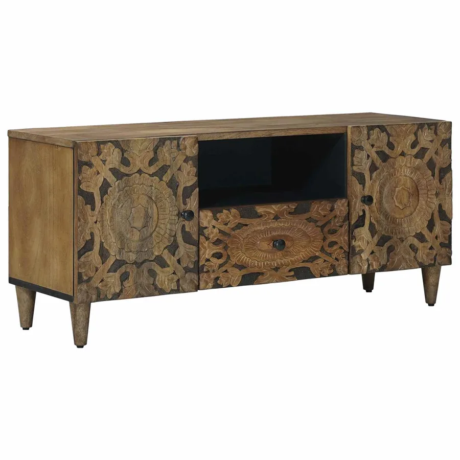 Meuble TV Marron 105 x 33,5 x 46 cm Bois de mangue massif
