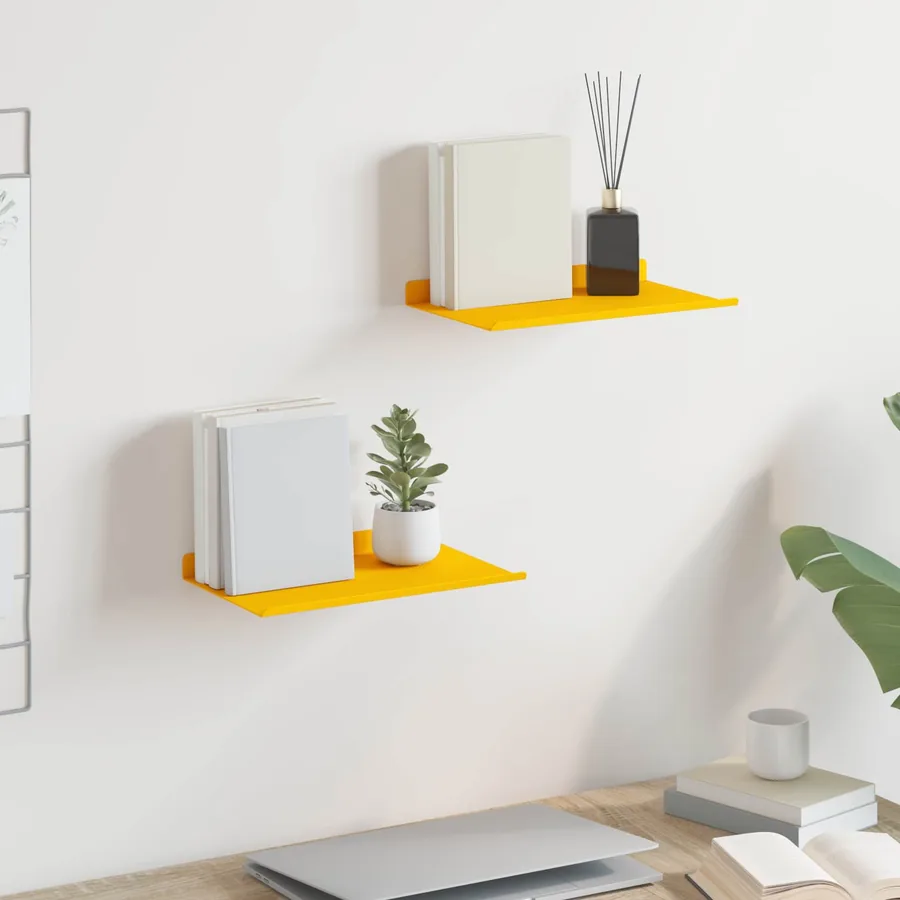 Étagère flottante 2 pcs Jaune moutarde 30 x 18 x 2,5 cm Acier