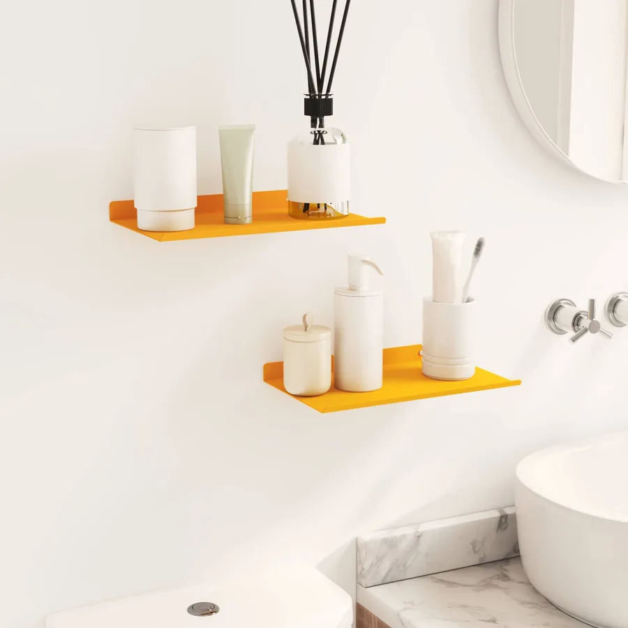 Étagère flottante 2 pcs Jaune moutarde 30 x 18 x 2,5 cm Acier - 4