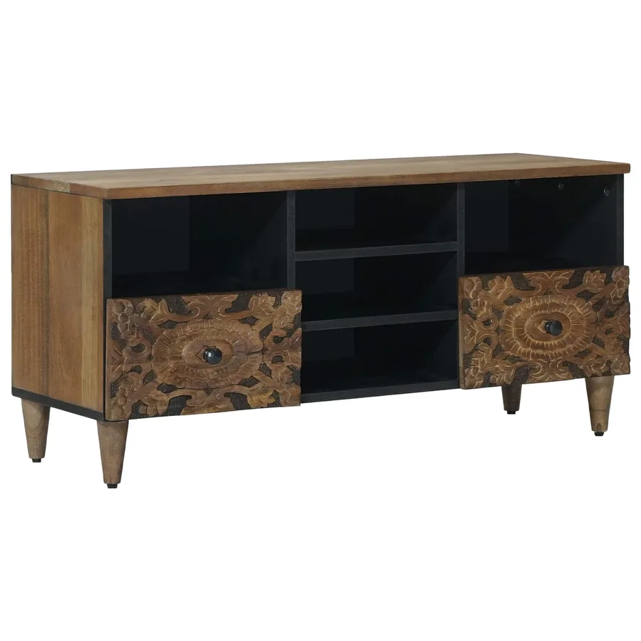 Meuble TV Marron 100 x 33,5 x 46 cm Bois de mangue massif