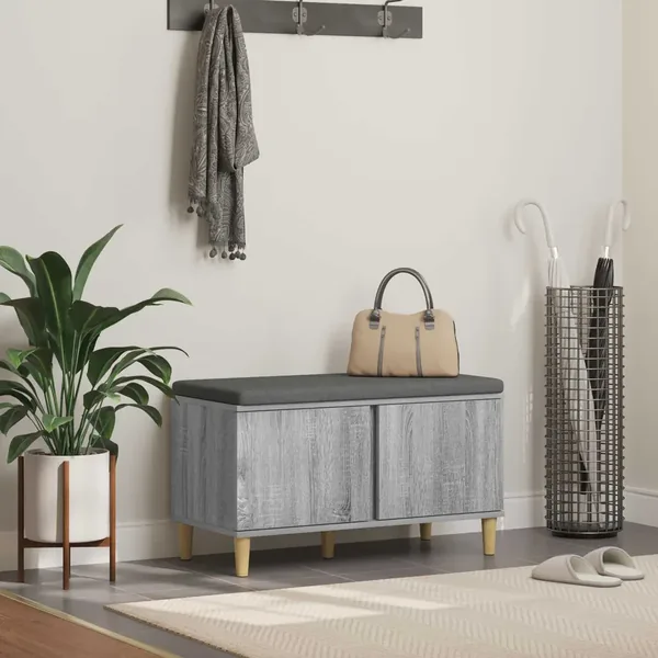 Banc d'entrée avec coussin Gris Sonoma 80 x 38 x 46 cm