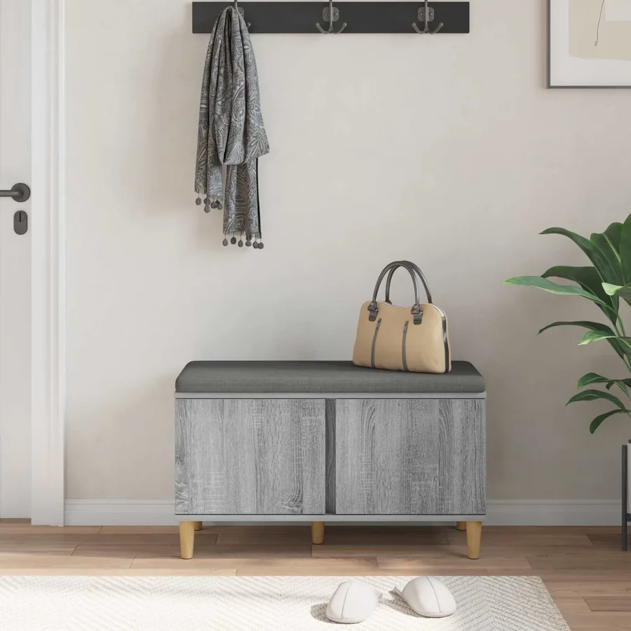 Banc d'entrée avec coussin Gris Sonoma 80 x 38 x 46 cm - 4