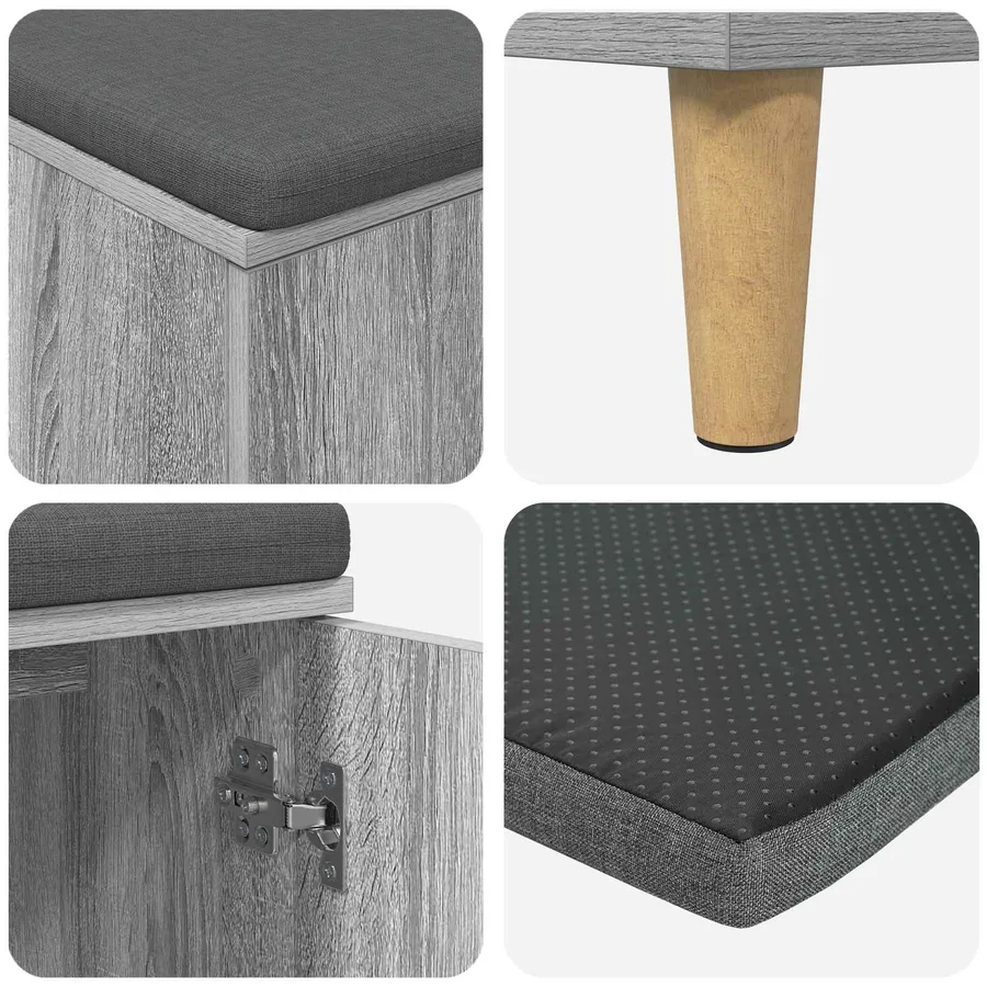 Banc d'entrée avec coussin Gris Sonoma 80 x 38 x 46 cm - 9